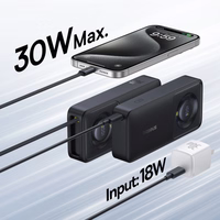 Išorinė baterija Baseus "Free2Pull" juoda 10000mAh 30W (PD) + integruotas "Type-C" laidas