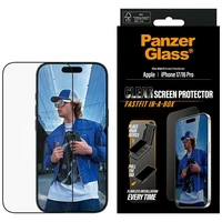 PanzerGlass itin platus Fastfit grūdintas apsauginis stiklas iPhone 17 / 16 Pro telefonui
