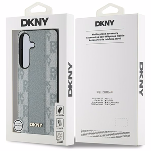 DKNY odinis languoto rašto magnetinis dėklas telefonui Samsung Galaxy S25 - rusvai pilkas