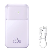 Išorinė baterija Baseus Comet Series su ekranu 10000mAh 22,5W (violetinė) + USB-A / USB-C laidas