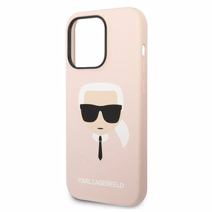 Karl Lagerfeld KLHMP14XSLKHLP iPhone 14 Pro Max 6.7 "kietasis dėklas šviesiai rožinis / šviesiai rožinis silikoninis Karl`s Head Magnetinis