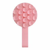 Silikoninis prisiurbiantis telefono laikiklis magnetinis su žiedu MSH9 šviesiai rožinis