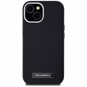 Karl Lagerfeld FW Metal Plate Magnetinis iPhone 15 dėklas - juodas