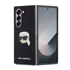 Karl Lagerfeld Saffiano monogramos galvos ženklo dėklas telefonui Samsung Galaxy Z Fold 6 - juoda