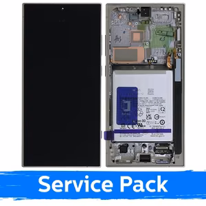 LCD Ekranas suderinamas su Samsung S928 S24 Ultra su rėmeliu / Titanium Gray / (Service Pack) +SU BATERIJA