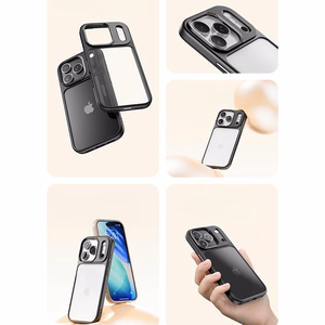 Rock Guard Objektyvo Apsauga Serijos Dėklas Iphone 17 Pro permatomas-juodas