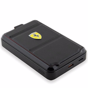 Magnetinė išorinė baterija Ferrari Metal Logo MagSafe 15W 10000mAh su stovo funkcija (juoda)