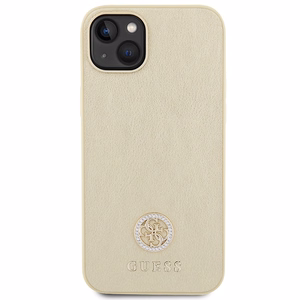 Guess GUHCP15MPS4DGPD iPhone 15 Plus 6.7" auksinis/auksinis kietas dėklas telefonui Strass Metal Logo