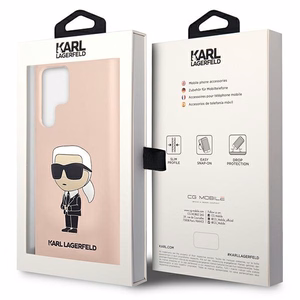 Karl Lagerfeld KLHCS23LSNIKBCP Sam S23 S918 Ultra kietas dėklas rožinis/rožinis Silikoninis Ikonik