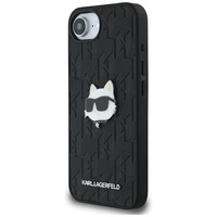 Karl Lagerfeld Monogram Choupette Head Pin dėklas telefonui iPhone 16e - juodas