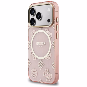 Guess IML Peony Dot MagSafe dėklas for iPhone 17 Pro - rožinis