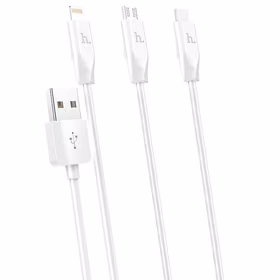 HOCO 3IN1 LIGHTNING / USB TYP-C / MICRO USB BALTAS LAIDAS