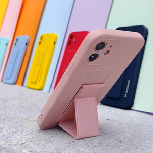 Wozinsky Kickstand Case iPhone 12 Pro geltonas silikoninis dėklas su stovu