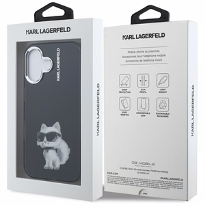 Karl Lagerfeld IML Aquarelle Choupette & Logo iPhone 16 deklas - juodas