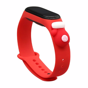 Dirželis Kalėdoms Xiaomi Mi Band 5 / 6 Kalėdinė silikoninė apyrankė su pirštine - Raudona