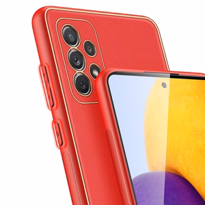 Dux Ducis Yolo elegantiškas dėklas pagamintas iš minkšto TPU ir PU odos Samsung Galaxy A72 4G raudonas