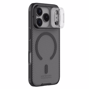 "Nillkin CamShield Pro MagSafe" suderinamas dėklas "iPhone 17 Pro" - skaidrus, juodas