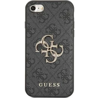 Guess GUHCI84GMGGR iPhone 7/8/SE 2020/2022 pilkas/pilkas kietas dėklas 4G Didelis Metalinis Logotipas