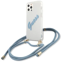 Guess GUHCP12MCRTVSBL iPhone 12/12 Pro 6.1" mėlynas kietasis dėklas Script Vintage