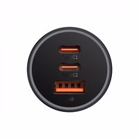 Automobilinis įkroviklis Baseus "Golden Contactor Pro" pilkas 65W (2xPD / 1xQC3.0)