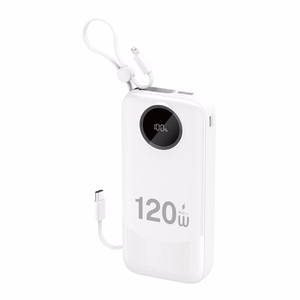 Dudao K13Pro 20000mAh išorinė baterija su įmontuotu kabeliu - balta