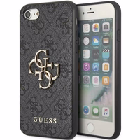 Guess GUHCI84GMGGR iPhone 7/8/SE 2020/2022 pilkas/pilkas kietas dėklas 4G Didelis Metalinis Logotipas