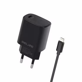 Beline Tinklo įkroviklis 1x USB-C 20W + Lightning laidas juoda PD 3.0 BLNCB20L