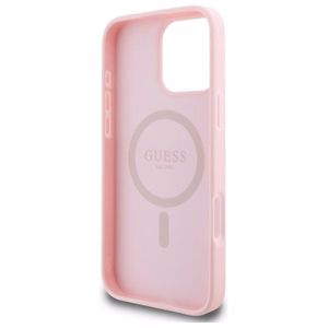 Guess bijūno užrašas magnetinis dėklas telefonui iPhone 16 Pro Max - rožinė