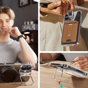 ESR Classic Hybrid Kickstand Halolock MagSafe komplektas su apsauginiu stiklu iPhone 16 - skaidrus