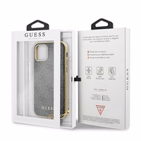 Guess GUHCN61GF4GGR iPhone 11 6.1" / Xr pilkas/pilkas kietas dėklas 4G Charms Collection