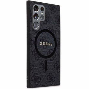 Guess 4G Collection Odinis Metalinis Logotipas Magnetinis dėklas telefonui Samsung Galaxy S24 Ultra - juoda