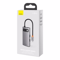 Šakotuvas 4in1 Baseus Metal Gleam Series, USB-C į USB 3.0 + USB 2.0 + HDMI + USB-C PD