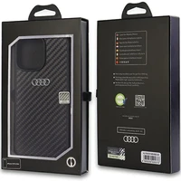Audi Anglies pluošto iPhone 14 Pro Max 6.7" juodas/juodas kietas dėklas AU-TPUPCIP14PM-R8/D2-BK