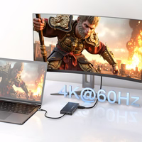 USB-C Hub 14 in 1 Wozinsky WDS03Y5S daugiafunkcis, aliuminis, 3 monitoriams, su 15 cm laidu - pilkas