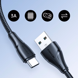 Joyroom Surpass Series A11 USB-A / USB-C 3A кабель 1.2 m - чёрный