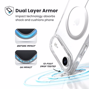 Speck Presidio Perfect-Clear MagSafe dėklas, skirtas iPhone Air, „Clear / Silver“ spalvos