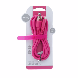 Setty kabelis USB - USB-C 1,5 m 2A KSA-C-1.526 rožinis