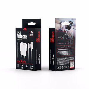 "Maxlife MXTC-01" įkroviklis 1x USB 1A + USB-C kabelis