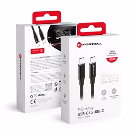 FORCELL F-ENERGY C391 kabelis Type C į Type C PD QC4.0 5A 100W E-mark / 4K / Thunderbolt / 20Gbit/s 1 m juodas