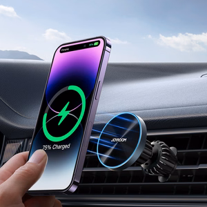 Belaidis automobilinis įkroviklis-laikiklis Joyroom (JR-ZS240 Pro) Magnetic (MagSafe 15W) tvirtinamas ant ventiliacijos grotelių juodas