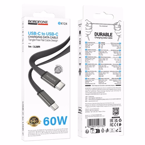 Borofone laidas BX124 Peace - Type C į Type C - PD 60W 1 metras juodas