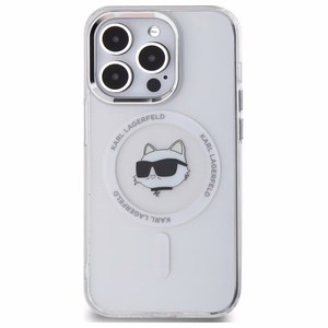 Karl Lagerfeld IML Metalinė Choupette galva MagSafe dėklas iPhone 14 Pro - baltas