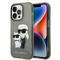 Karl Lagerfeld Glitter Karl&Choupette dėklas telefonui iPhone 14 Pro Max - juodas