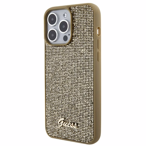 Guess Disco Metal Script dėklas telefonui iPhone 15 Pro Max - auksinis