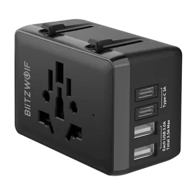Blitzwolf BW-TA1 4-in-1 kelionių adapteris 2xUSB + C + PD 20W