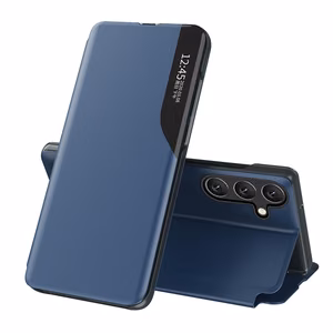 Ekologiškos odos View dėklas, elegantiškas dėklas su atvartu ir stovo funkcija Samsung Galaxy A26 - mėlynas