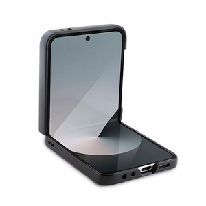 Karl Lagerfeld Saffiano metalinio ženklo dėklas telefonui Samsung Galaxy Z Flip 6 - juoda
