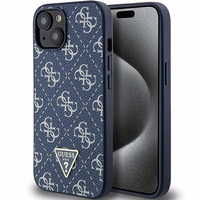 Guess 4G Triangle Metal Logo dėklas telefonui iPhone 15 Plus / 14 Plus - mėlynas