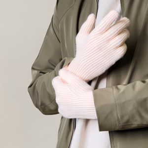 Braided phone gloves with cutouts for fingers - pink