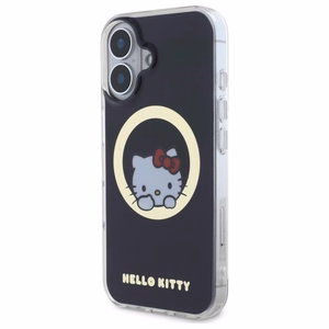 Hello Kitty IML Saldus kačiukas magnetinis iPhone 16 dėklas - juodas